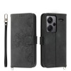 Чехол-книжка Skin-feel Flowers Embossed для Xiaomi Redmi Note 13 Pro+ - черный