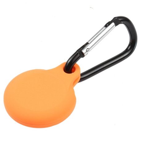 Противоударный чехол с карабином Silica Gel Hollow для AirTag - оранжевый