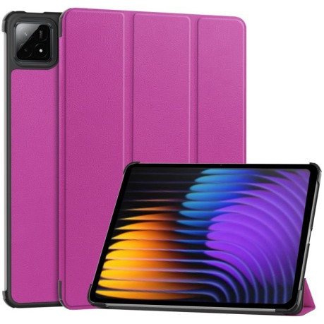 Чехол Custer Texture Three-folding Sleep/Wake-up для Xiaomi Pad 7 / 7 Pro- черный - фиолетовый