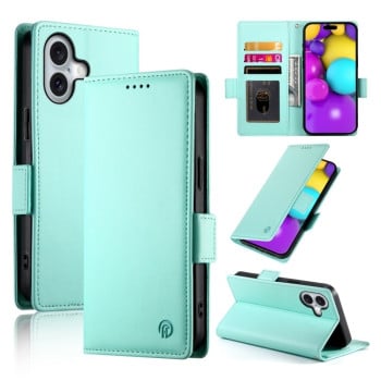 Чехол-книжка Side Buckle Magnetic Frosted Leather для iPhone 16 - зеленый