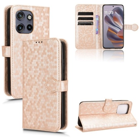Чехол-книжка Honeycomb Dot для Motorola Edge 50 Neo / S50 5G - золотой