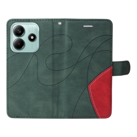 Чохол-книжка Dual-color Splicing Flip Leather для Xiaomi Redmi Note 14 5G/Poco M7 Pro 5G - зелений