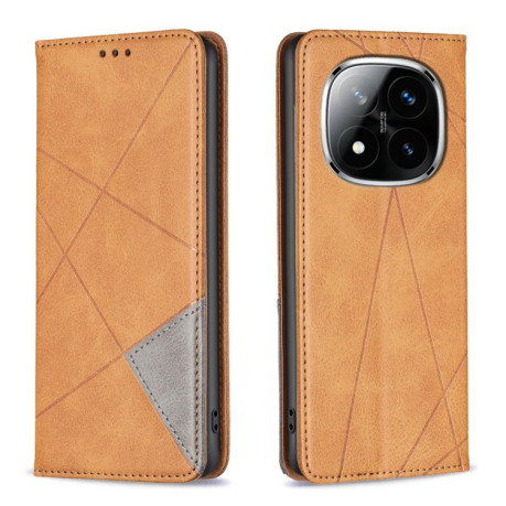 Чохол-книжка Rhombus Texture для Xiaomi Redmi Note 14 Pro 5G / Note 14 Pro+ 5G - жовтий