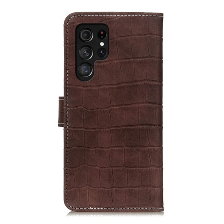 Чохол-книжка Magnetic Crocodile Texture Samsung Galaxy S22 Ultra 5G - коричневий