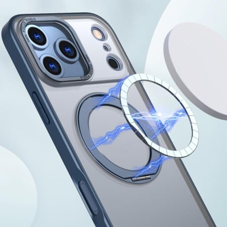 Чехол kalebol с MagSafe и подставкой 360 Metal Ring Holder на iPhone 17 Pro - синий