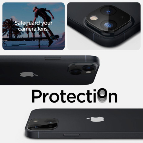 Комплект захисного скла 2шт на камеру Spigen Optik.Tr Camera Lens для iPhone 14/14 Plus - black