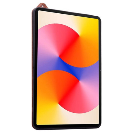 Противоударный чехол Wristband Leather Back для Xiaomi Pad 7 / 7 Pro - коричневый