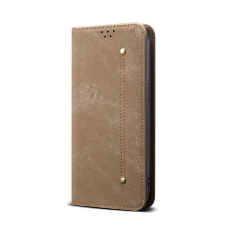 Чехол книжка Denim Texture Casual Style на Motorola Edge 60 Fusion - хаки