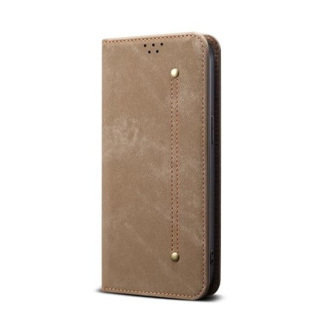 Чехол книжка Denim Texture Casual Style на Samsung Galaxy M06 5G - хаки