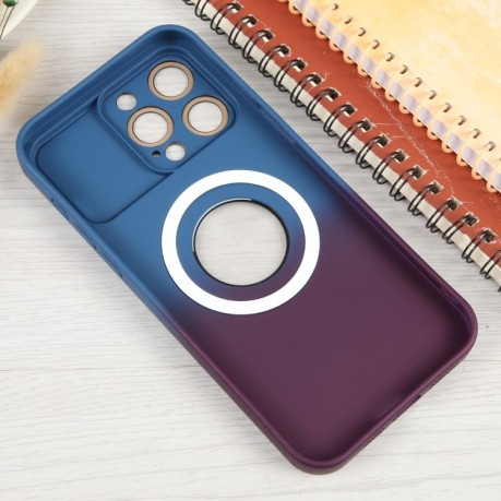 Протиударний чохол Gradient Silicone Shockproof Magsafe для iPhone 15 Plus - блакитно-червоний