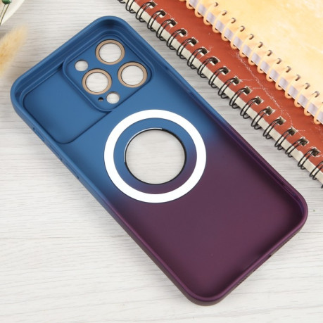 Противоударный чехол Gradient Silicone Shockproof Magsafe для iPhone 15 Pro - голубо-красный