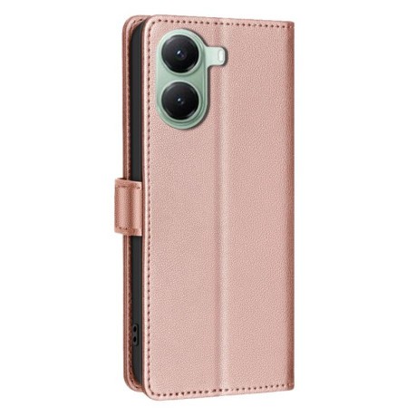 Чехол-книжка Litchi Texture RFID Anti-theft Leather для Xiaomi Poco X7 Pro - золотой