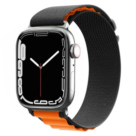 Ремешок Nylon Loop для Apple Watch 10 46mm/Ultra 49mm / Series 8/7 45mm / 44mm / 42mm - черно-оранжевый