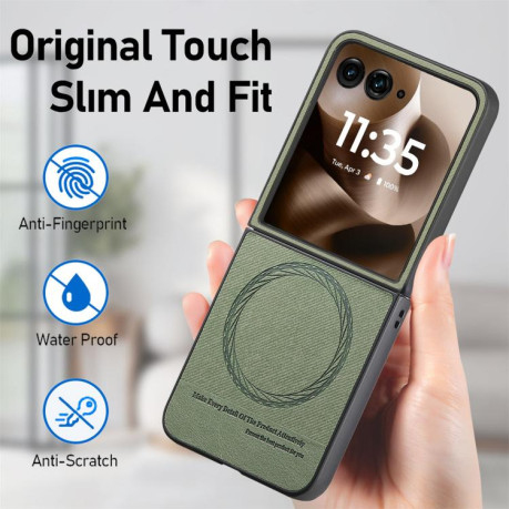 Чехол Twill Fabric Leather Skin Magnetic для Motorola Razr 60 Ultra - зелений