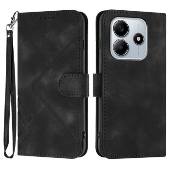 Чехол-книжка Line Pattern Skin Feel Leather для Xiaomi Redmi Note 14 5G/Poco M7 Pro 5G - черный
