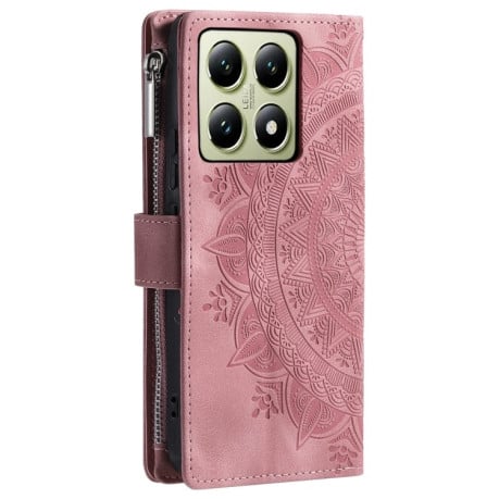 Чехол-книжка Multi-Card Totem Zipper Leather  для Xiaomi 14T - розовый