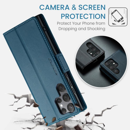 Чехол-книжка CaseMe 023 Butterfly Buckle Litchi Texture RFID Anti-theft Leather для Samsung Galaxy S25 Ultra 5G - синий