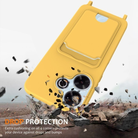 Силіконовий чохол Integrated Card Bag Solid Color Liquid Silicone на Xiaomi Poco M6 4G - жовтий