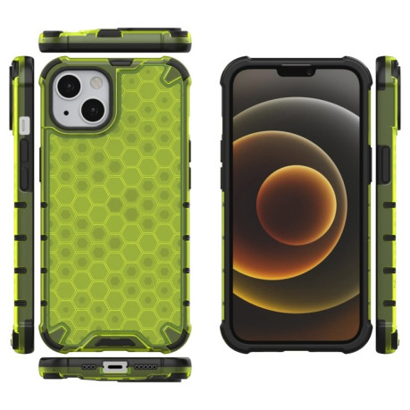 Противоударный чехол Honeycomb with Neck Lanyard для iPhone 14/13 - зеленый