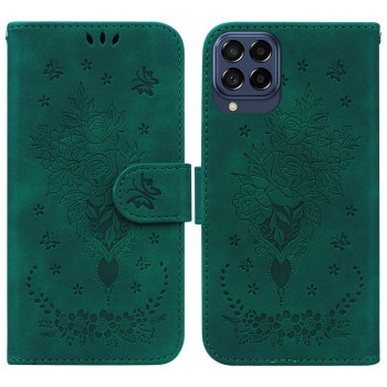 Чехол-книжка Butterfly Rose Embossed на Samsung Galaxy M53 5G - зеленый