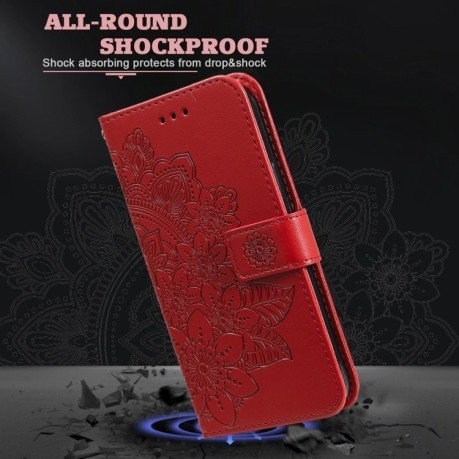 Чохол-книжка 7-petal Flowers Embossing  для Samsung Galaxy S25 Ultra 5G - червоний