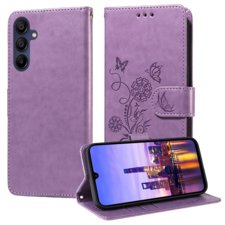 Чохол-книжка Embossed Butterfly для Samsung Galaxy A16 5G - фіолетовий
