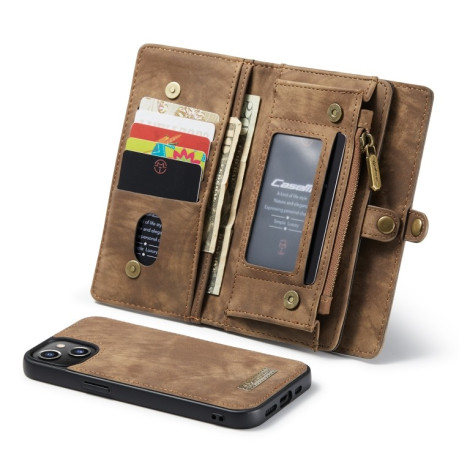 Чехол-кошелек CaseMe 008 Series Zipper Style на iPhone 14/13 - коричневый