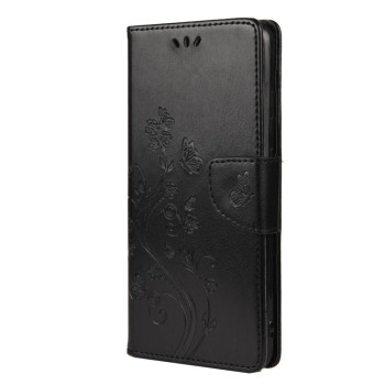 Чехол-книжка Butterfly Flower Pattern для Xiaomi Redmi Note 10 5G/Redmi Note 10T  - черный