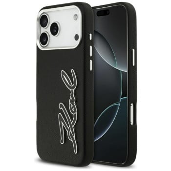 Оригінальний чохол Karl Lagerfeld FW Grained Signature Logo на iPhone 17 Pro Max - Black
