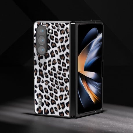 Противоударный чехол ABEEL Black Edge Leopard для Samsung Galaxy Fold 5 - серебристый