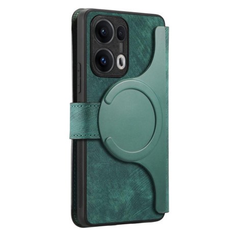 Чехол-книжка CaseNeo MagSafe RFID Anti-theft Retro Leather для OPPO Reno13 Pro - зеленый