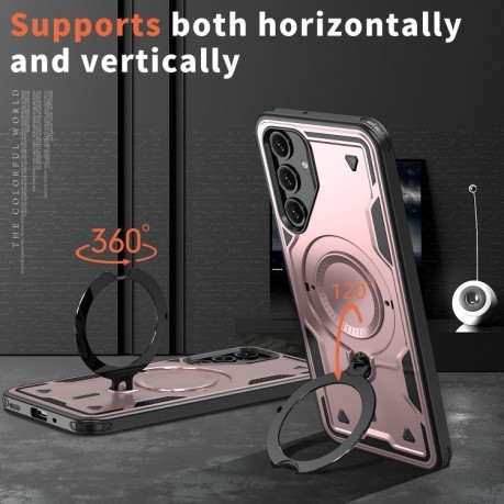 Противоударный чехол MagSafe Holder Armor PC Hybrid для Samsung Galaxy A16 5G - розовое золото