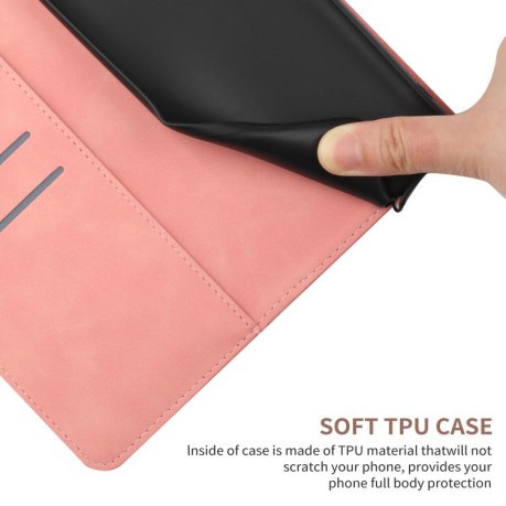 Чехол-книжка Stitching Embossed Leather для Motorola Edge 60 - розовый