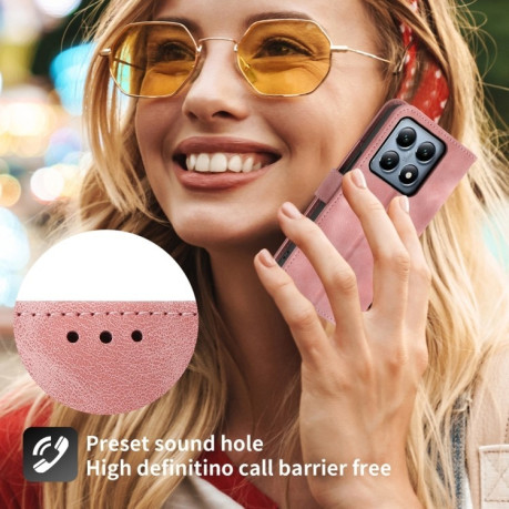 Чехол-книжка Skin-feel Flowers Embossed для Xiaomi 14T Pro - розовый