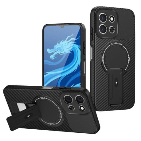 Противоударный чехол Carbon Fiber Texture (MagSafe) на Xiaomi Redmi 15C 5G / 4G EU 173mm - черный