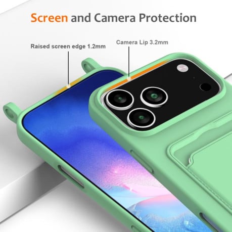 Силиконовый чехол Integrated Card Bag Solid Color Liquid Silicone на iPhone 17 Pro Max - зеленый