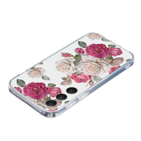 Чехол Colored Drawing Pattern Transparent TPU для Samsung Galaxy S24 FE 5G - Peony