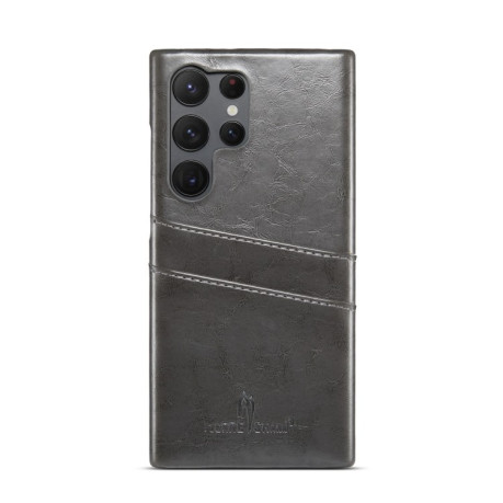 Шкіряний чохол Fierre Shann Retro Oil Wax на Samsung Galaxy S24 Ultra 5G - чорний