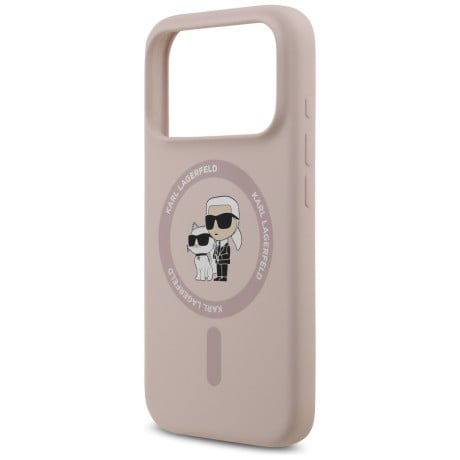 Оригінальний силіконовий чохол Karl Lagerfeld Silicone Karl&amp;Choupette Ring із MagSafe на iPhone 17 Pro - Pink