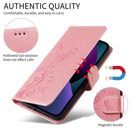 Чехол-книжка Embossed Butterfly для OnePlus 13R/Ace 5/Ace 5 Pro - розовое золото