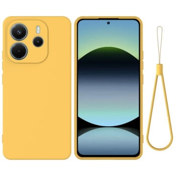Силиконовый чехол Solid Color Liquid Silicone на Xiaomi Redmi Note 14 4G 164.84mm - желтый