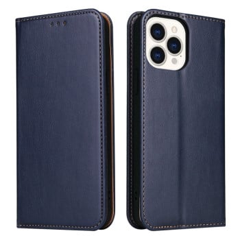 Шкіряний чохол-книжка Fierre Shann Genuine leather на iPhone 13 Pro - синій