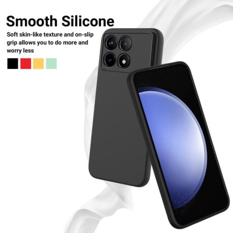 Силиконовый чехол Solid Color Liquid Silicone на Xiaomi Poco F6 Pro - черный
