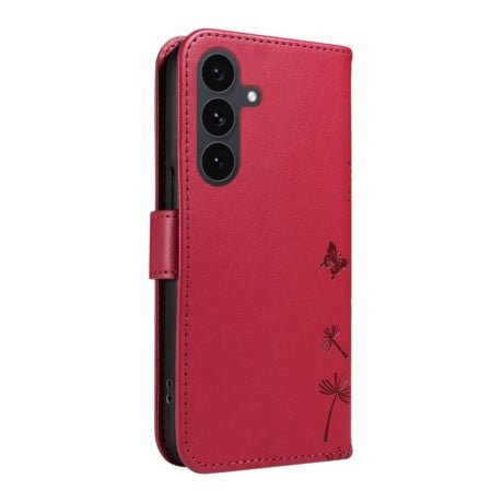 Чохол-книжка з тисненням Dandelion та магнітним хлястиком на Samsung Galaxy S25 FE 5G - червоний