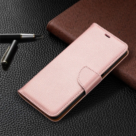 Чехол-книжка Litchi Texture Pure Color на Xiaomi Mi 10T Lite - розовое золото