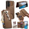 Чехол-книжка CaseNeo MagSafe RFID Anti-theft Zipper Wallet Retro Leather для Samsung Galaxy A57 5G — коричневый