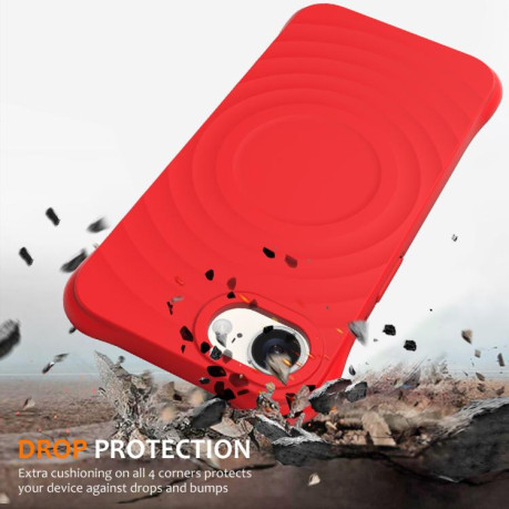 Чохол протиударний Wave Texture MagSafe Magnetic Liquid Silicone для iPhone 16e - червоний