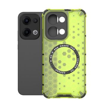 Противоударный чехол Honeycomb Magnetic Ring Shockproof на OPPO Reno13 5G Global - зеленый