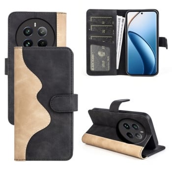 Чохол-книжка Stitching Horizontal Flip Leatherr для Realme 12+ 5G/12 4G/13 4G 5G - чорний