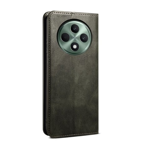 Чехол-книжка Simple Wax Crazy Horse для OPPO Reno12 F/12 FS 5G - зеленый